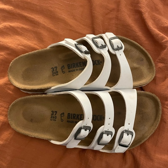 White Florida Three Strap Birkenstock Sandals size 37 - Picture 5 of 6